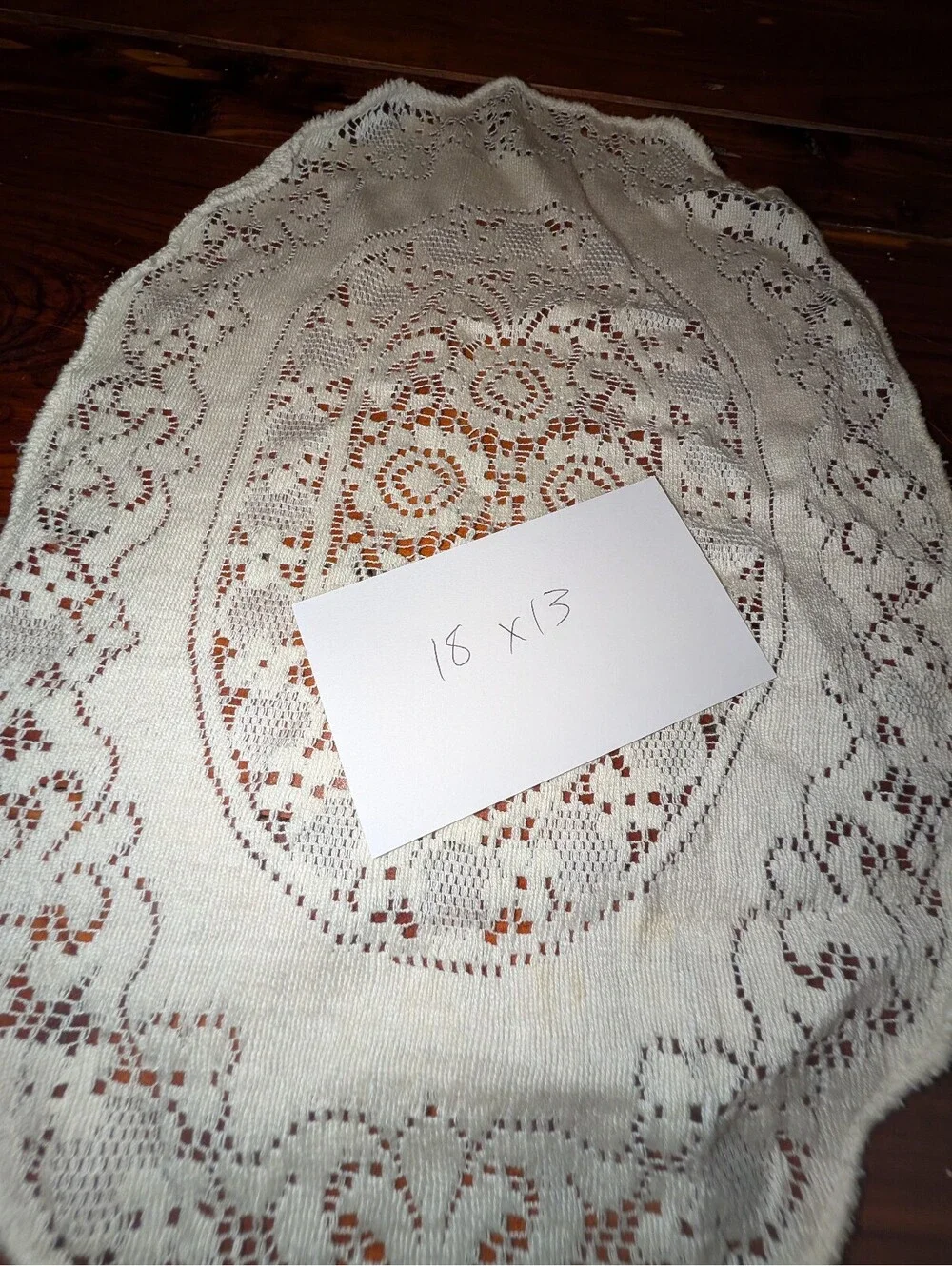 Vintage Oval Crochet Lace Doily Table Mat 18x13 Inch